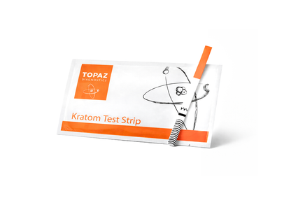 Topaz Kratom Test Strip with packaging on a white background
