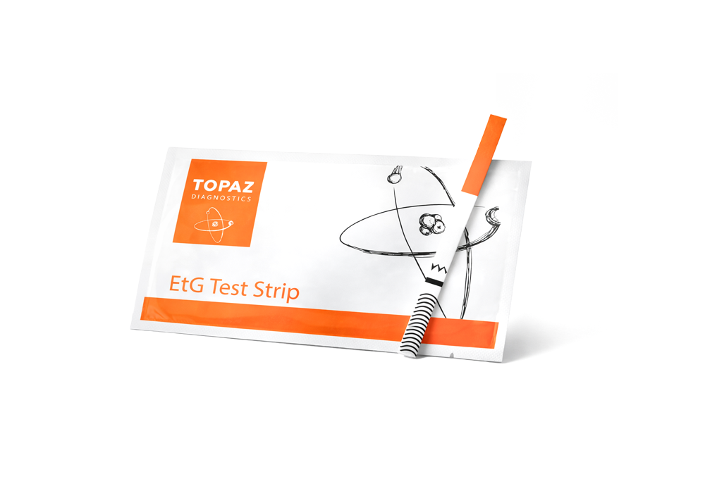 Topaz EtG Test Strip with packaging on a white background